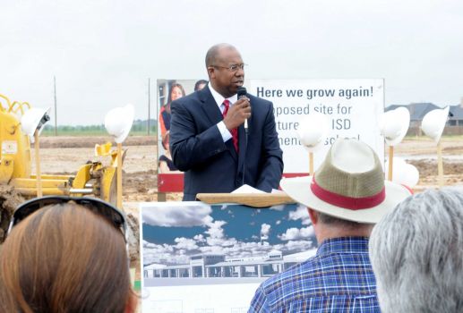 Katy ISD Superintendent Alton Frailey speaks to guests at the groundbreaking ceremony for Elementary 37 at Cross Creek Ranch, FM 1463 at Flewellen Oaks Lane on May 23.Katy ISD Superintendent Alton Frailey speaks to guests at the groundbreaking ceremony for Elementary 37 at Cross Creek Ranch, FM 1463 at Flewellen Oaks Lane on May 23. / Freelance